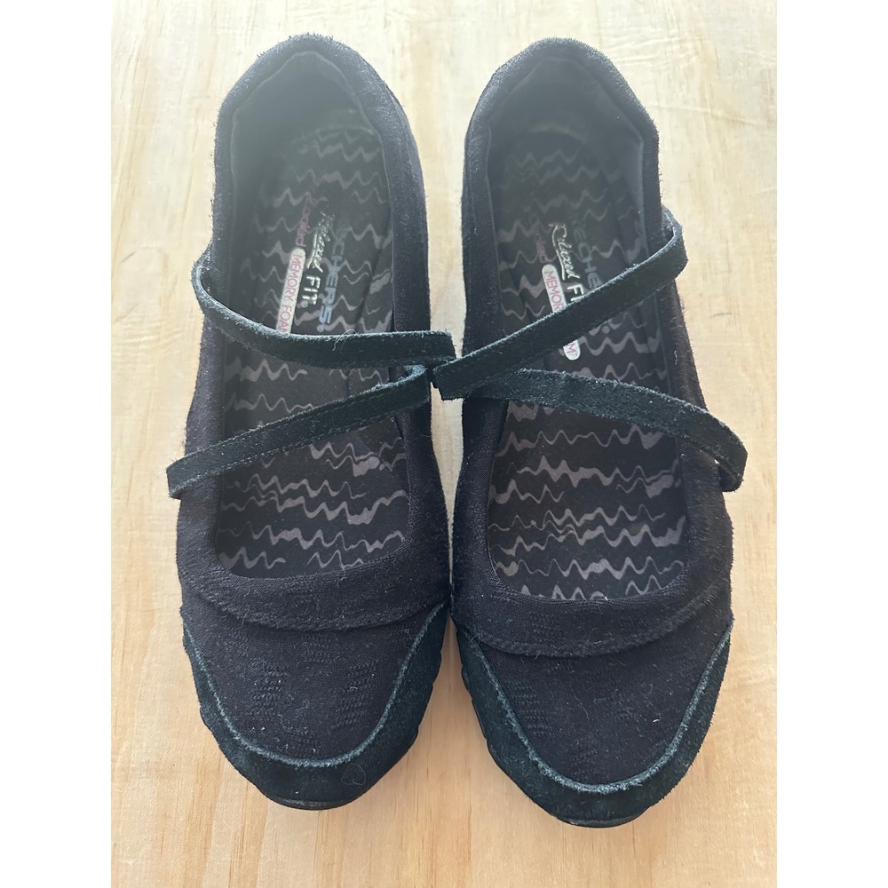 Skechers Relaxed Fit Memory Foam Mary Jane Black Sneakers Flats Women Shoes 8.5